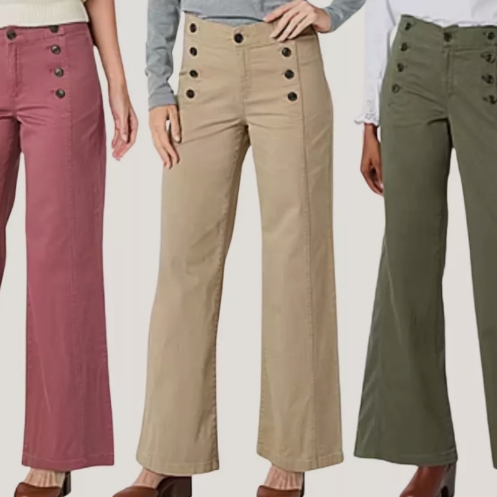 St. John's Bay Women's Khaki Wide Leg Trouser Size 14